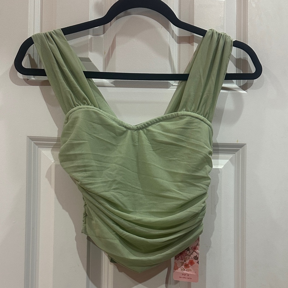 NEW Green Ruched Sleeveless Top size XS